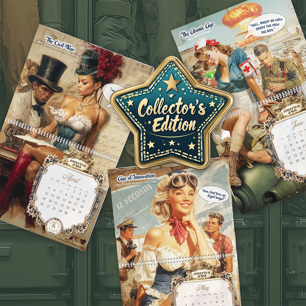 Funny USA 250th Anniversary Calendar 2026, America 250 Years of Sass and Satire, Premium XL  Pin Up History Calendar