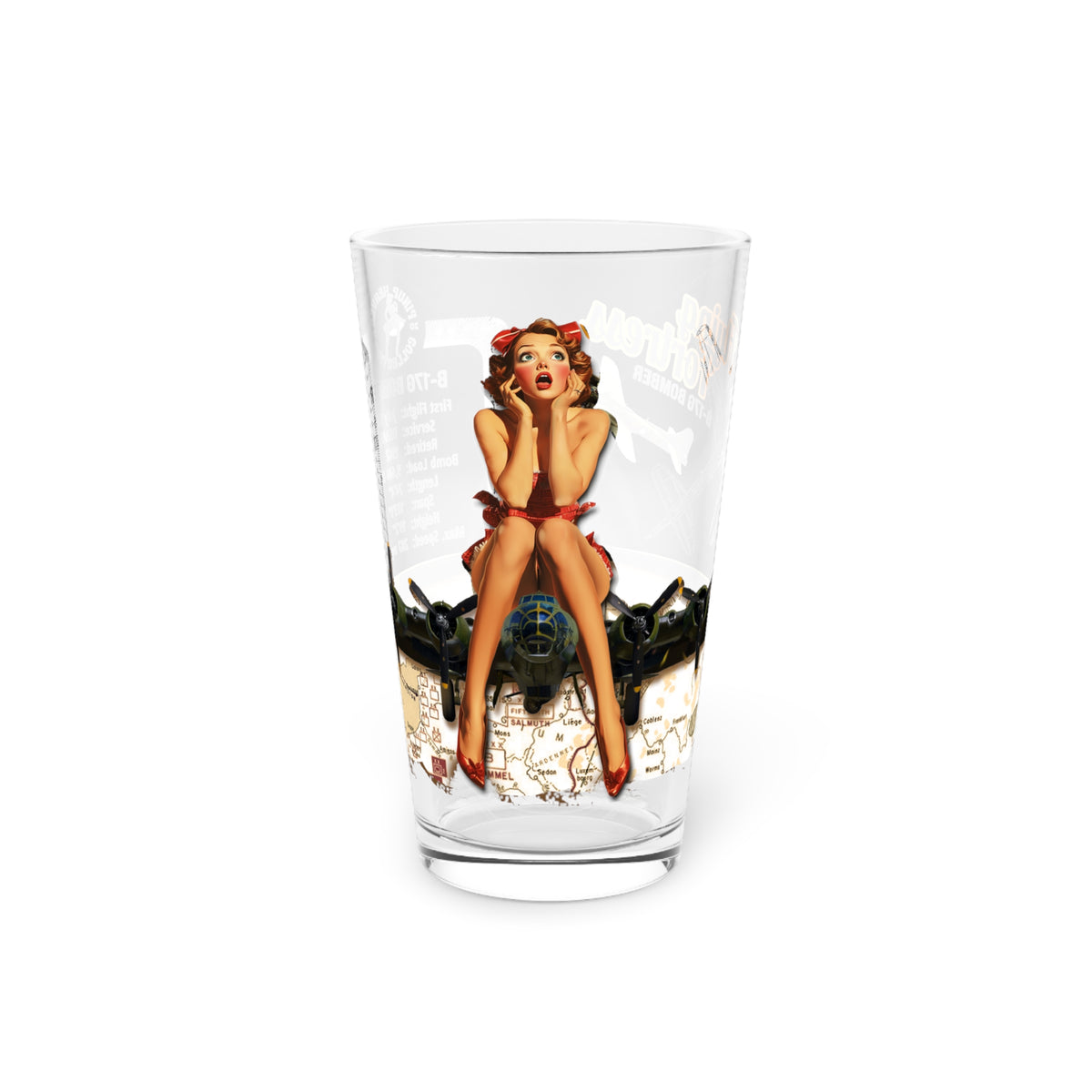 B-17 Flying Fortress WWII pint glass