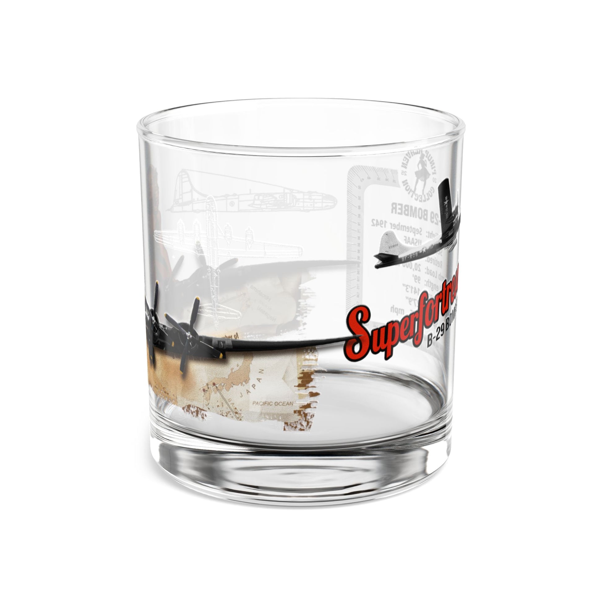 B-29 Superfortress WWII aviation whiskey glass