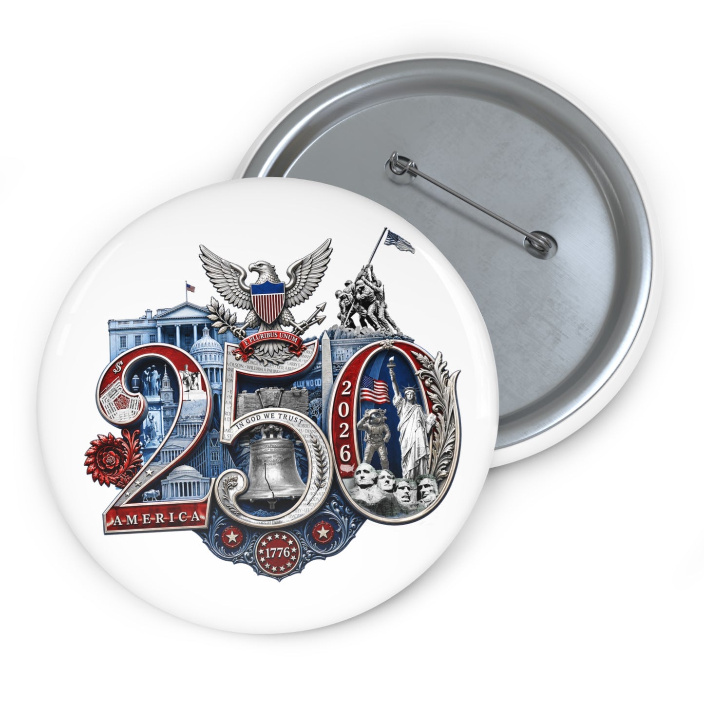250th Anniversary Patriotic Pin Button - American Eagle 250th Seal Design
