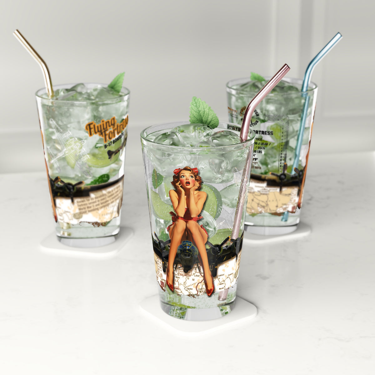 B-17 Flying Fortress WWII Pint Glass