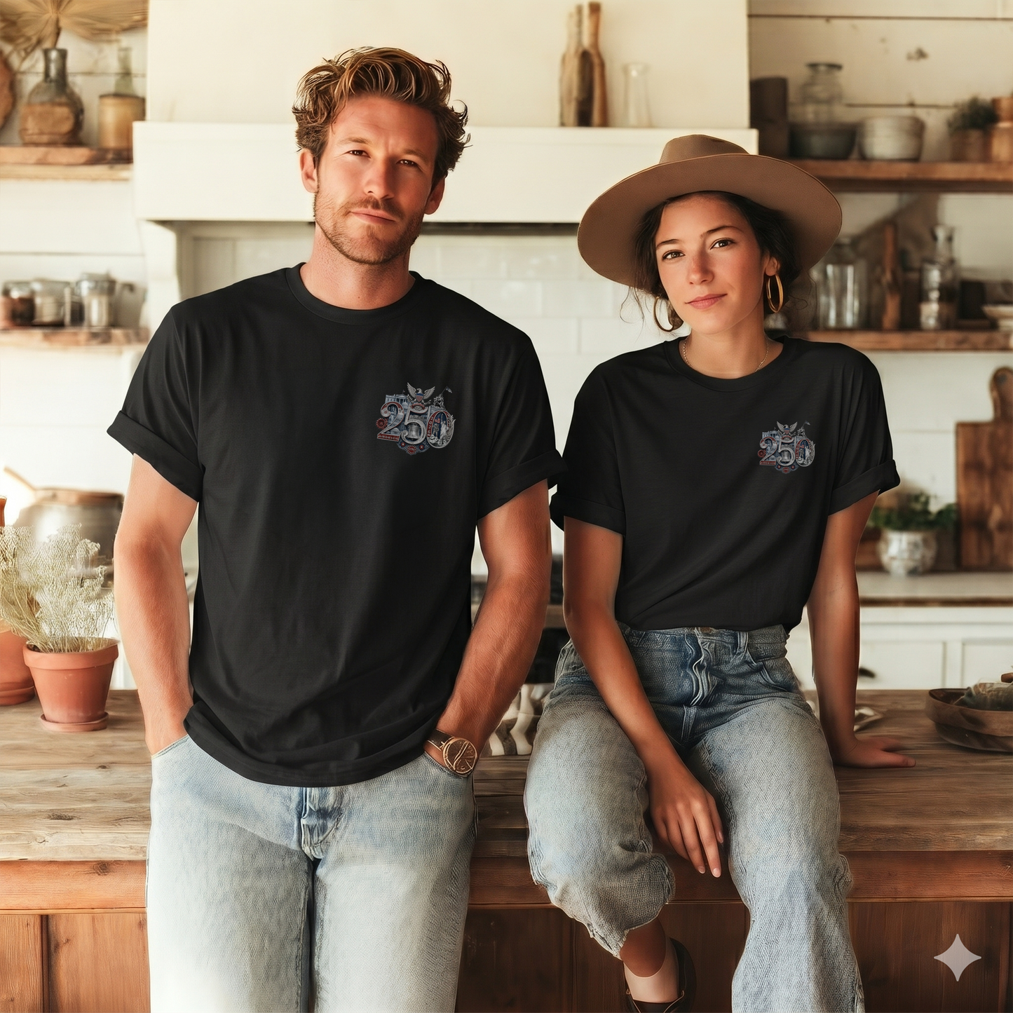 Black America 250th T-Shirt — lifestyle shot featuring the 250th Seal™ design