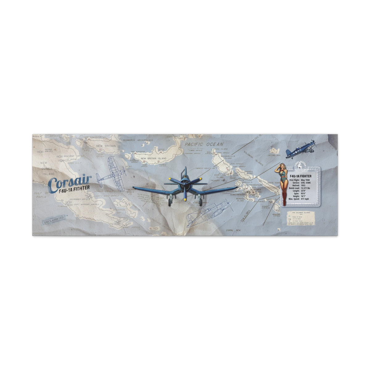 F4U Corsair pin-up WWII aviation canvas wall art