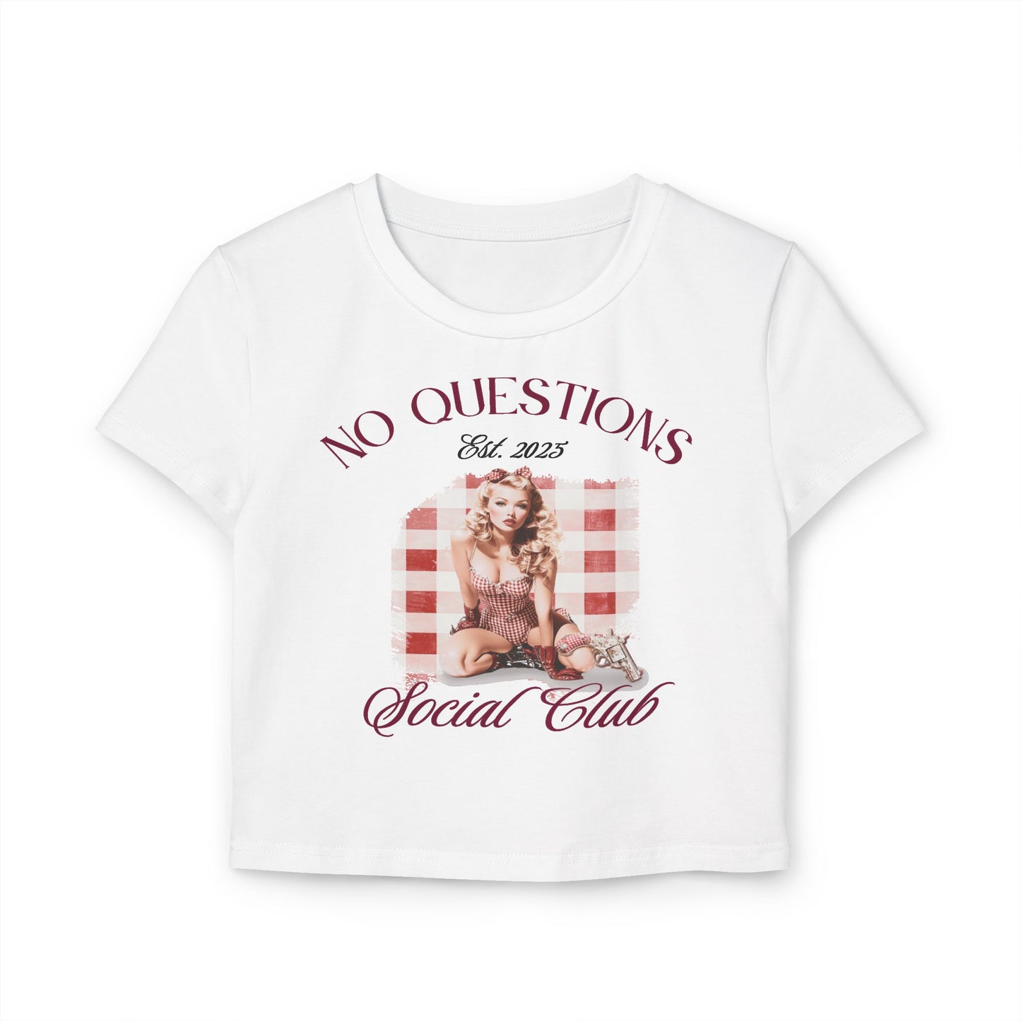 No Questions Social Club Y2K going-out baby tee
