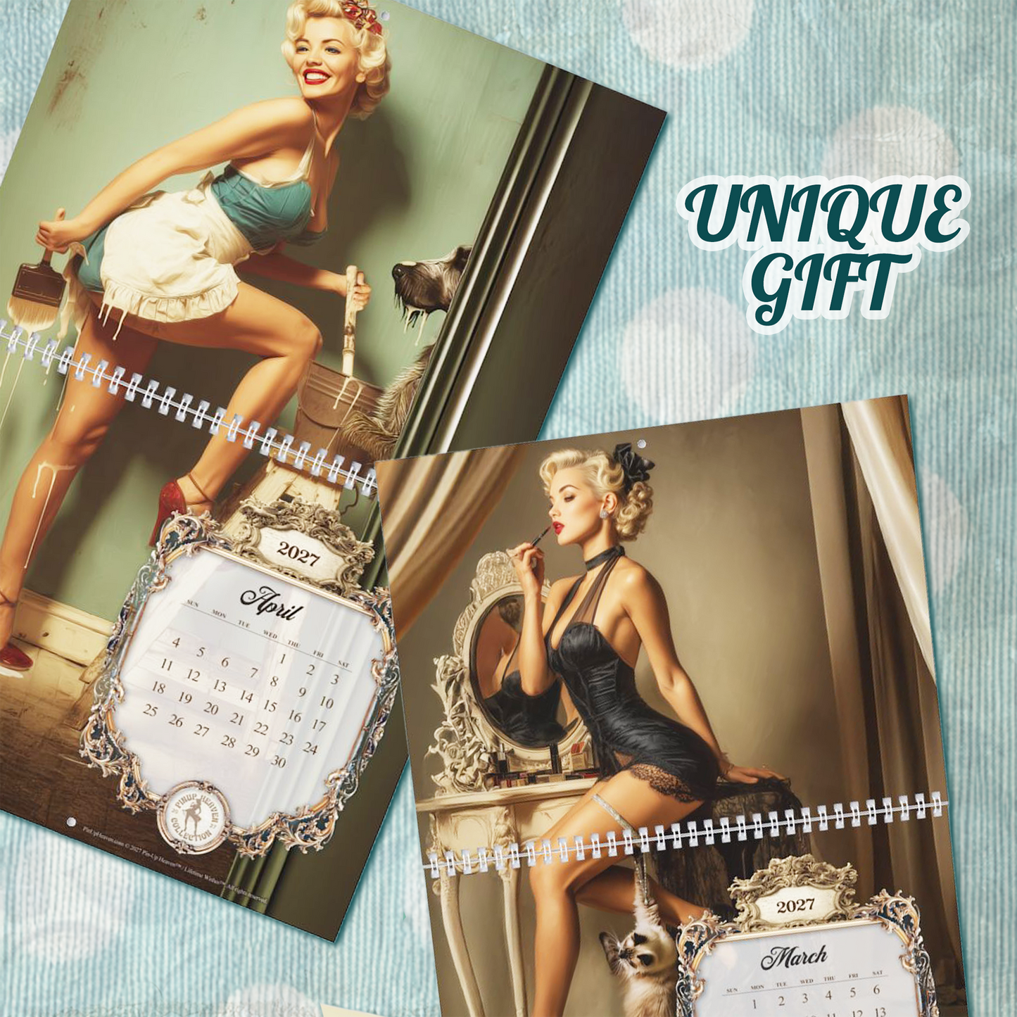 2027 Caught in the Act Pin-Up Wall Calendar, XL 2-Panel Art