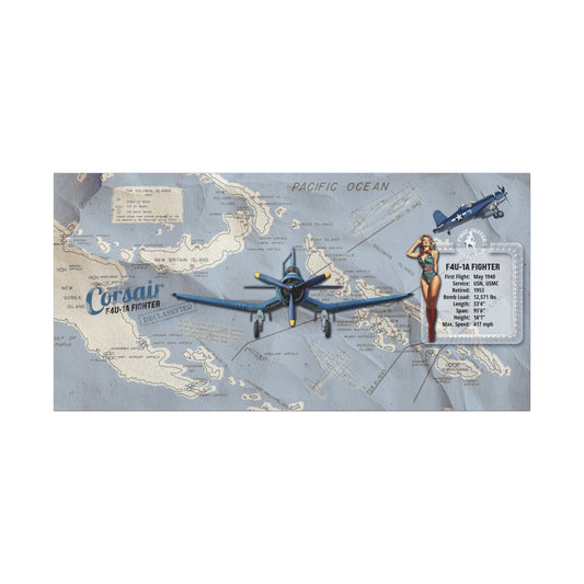 F4U Corsair pin-up WWII aviation canvas wall art