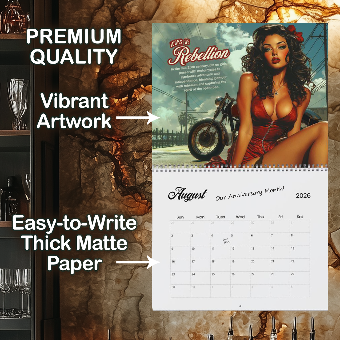 2026 Pinup Wall Calendar - Salute USA