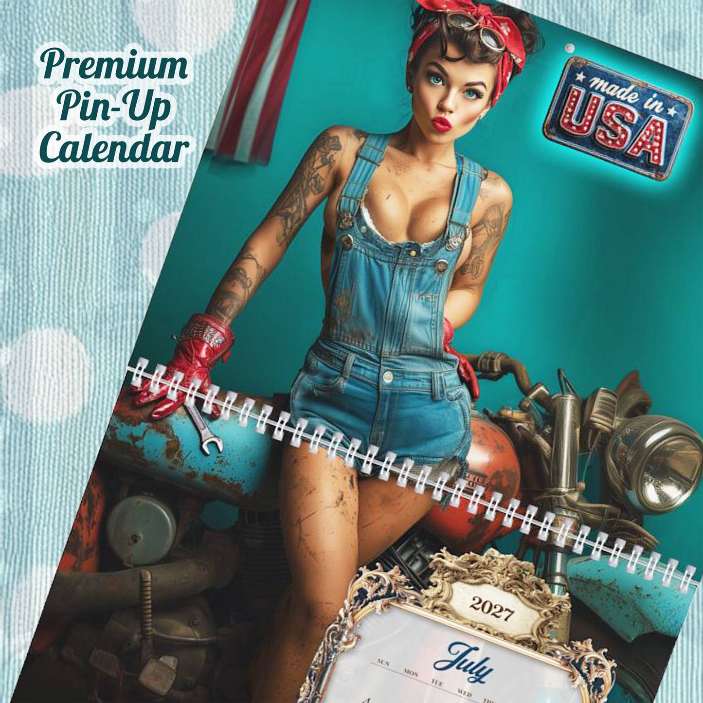 2027 Caught in the Act Pin-Up Wall Calendar, XL 2-Panel Art