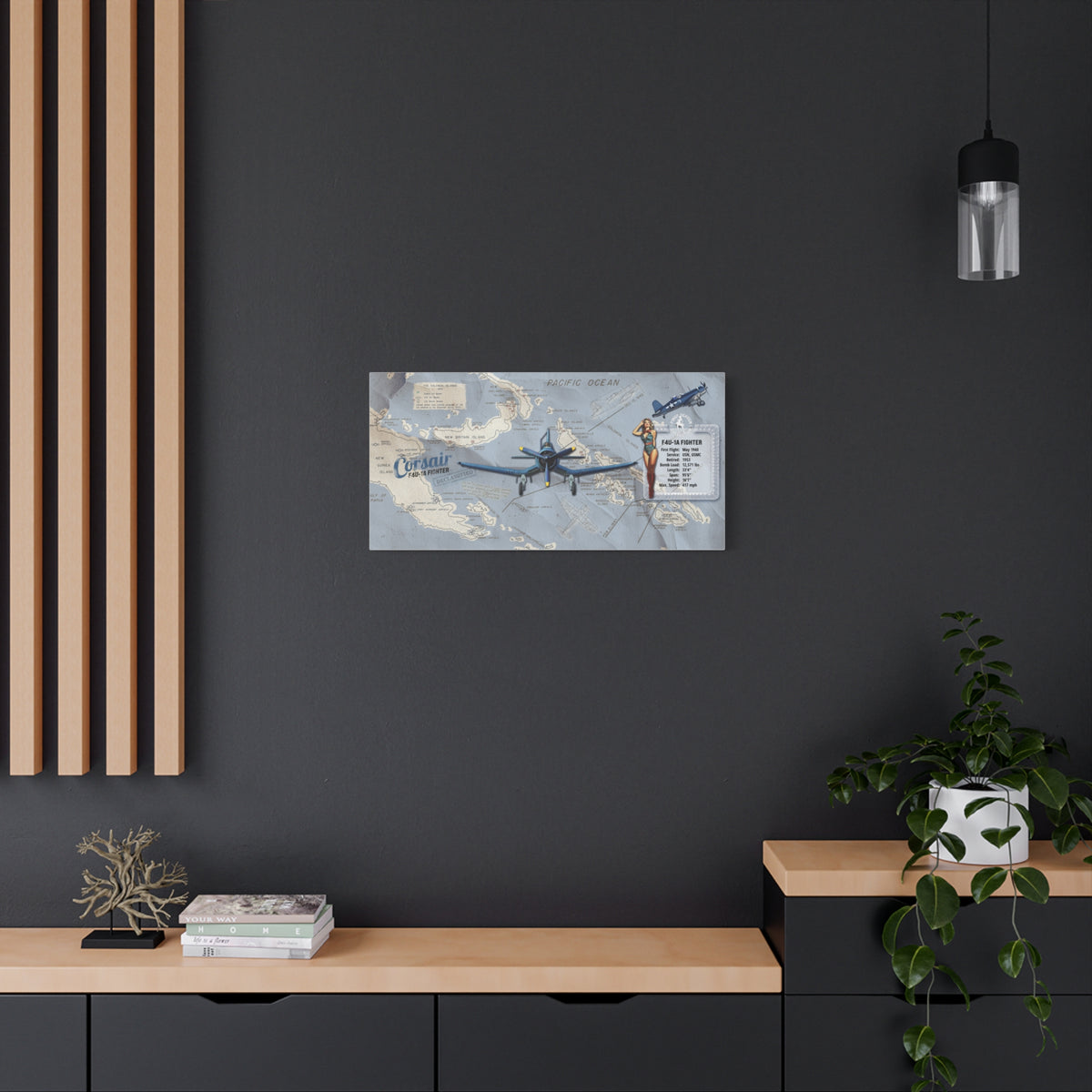 F4U Corsair pin-up WWII aviation canvas wall art