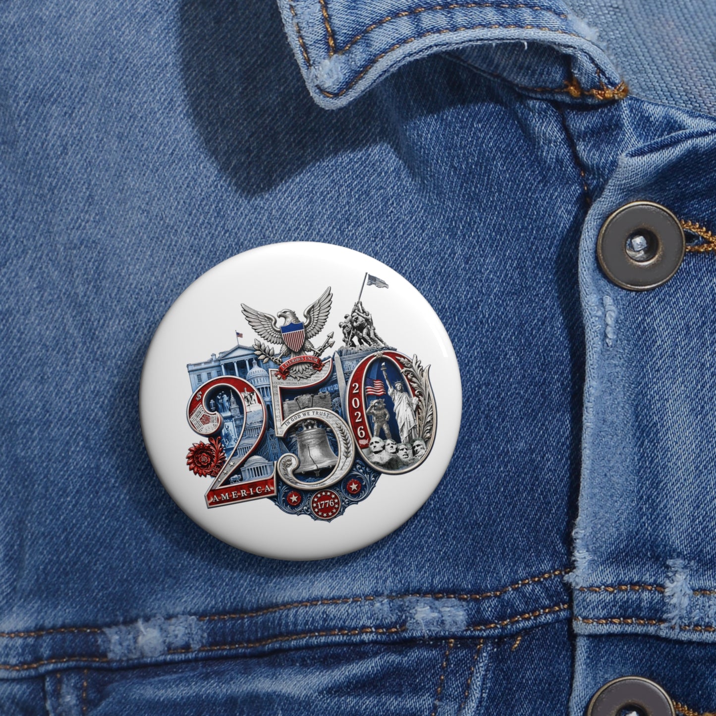 250th Anniversary Patriotic Pin Button - American Eagle 250th Seal Design