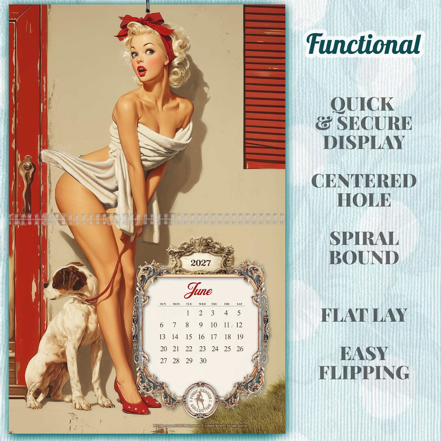 2027 Caught in the Act Pin-Up Wall Calendar, XL 2-Panel Art