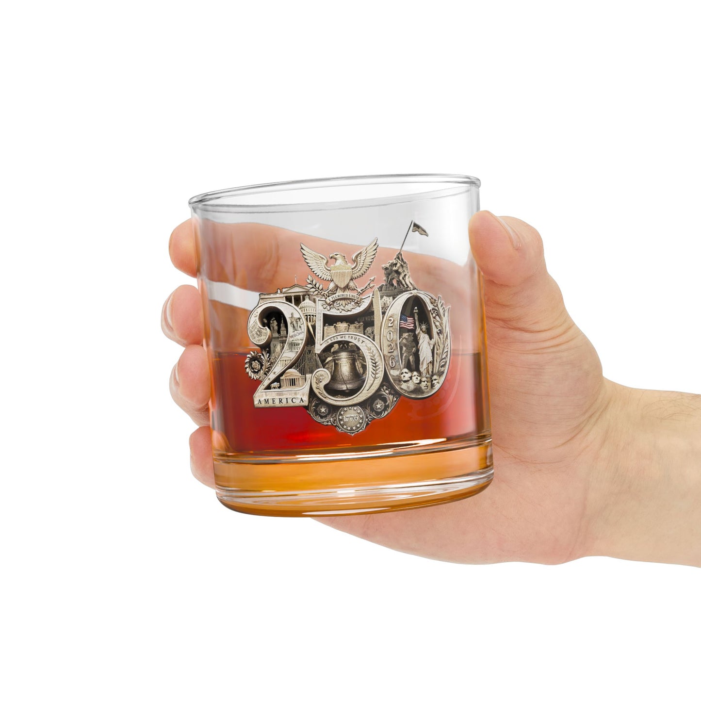 America 250th Whiskey Glass featuring the 250th Seal™ commemorative design