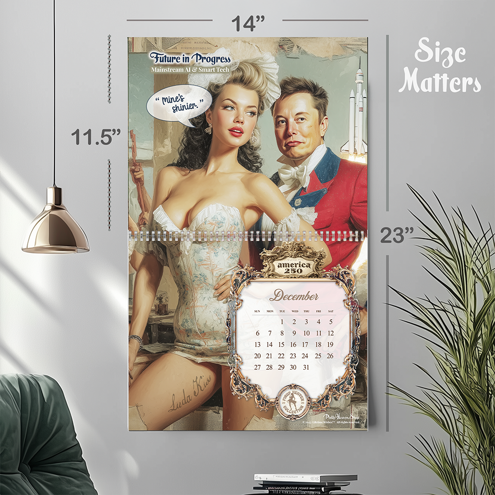 Funny USA 250th Anniversary Calendar 2026, America 250 Years of Sass and Satire, Premium XL  Pin Up History Calendar