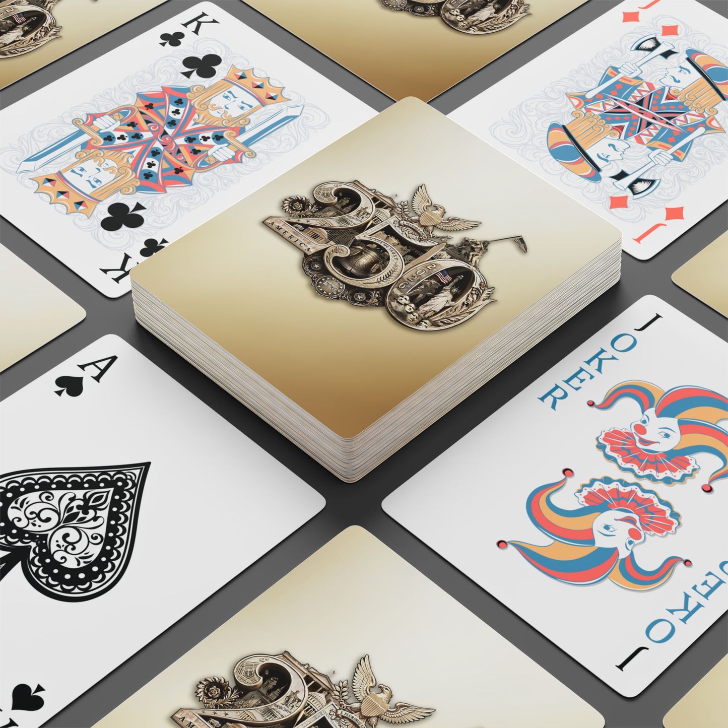 America 250th Anniversary Playing Cards – Gold Luxe Edition | 250th Anniversary Commemorative Collector Deck | 1776–2026
