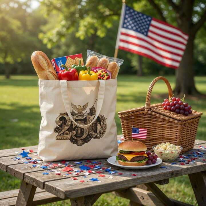 America 250th Anniversary Canvas Tote Bag - Commemorative Heritage Design