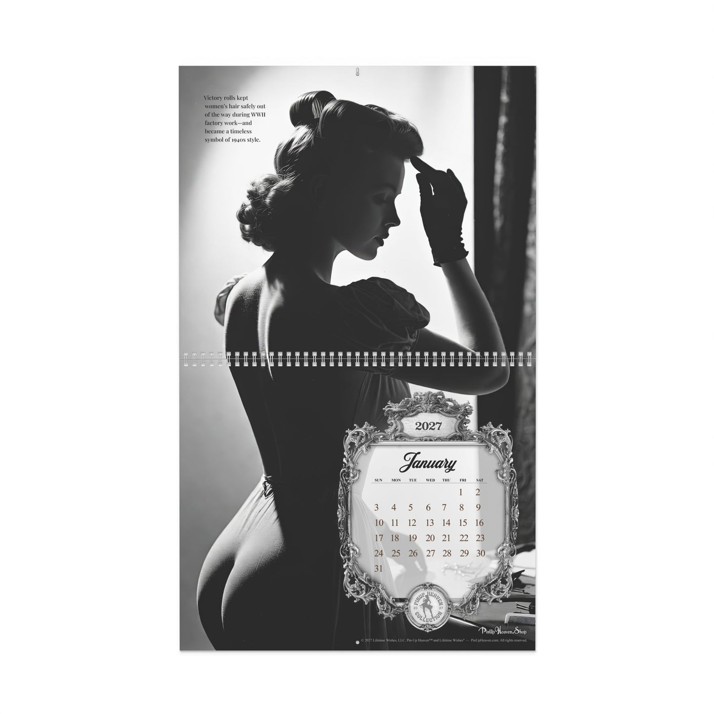 2027 Monochrome Bombshells Pin-Up Fashion Calendar - Vintage Wall Art