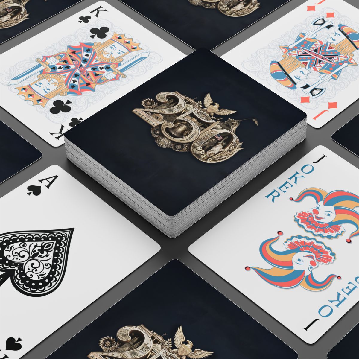 America 250th Anniversary Playing Cards – Luxe Shadow Edition, 250th Anniversary Patriotic Poker Deck, American History Collector Deck