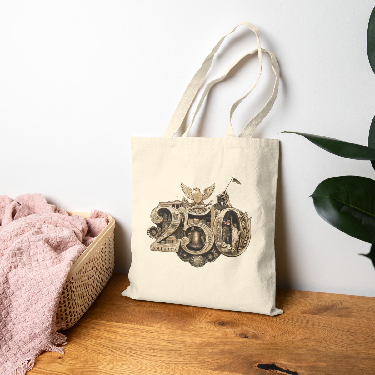 America 250th Anniversary Canvas Tote Bag - Commemorative Heritage Design