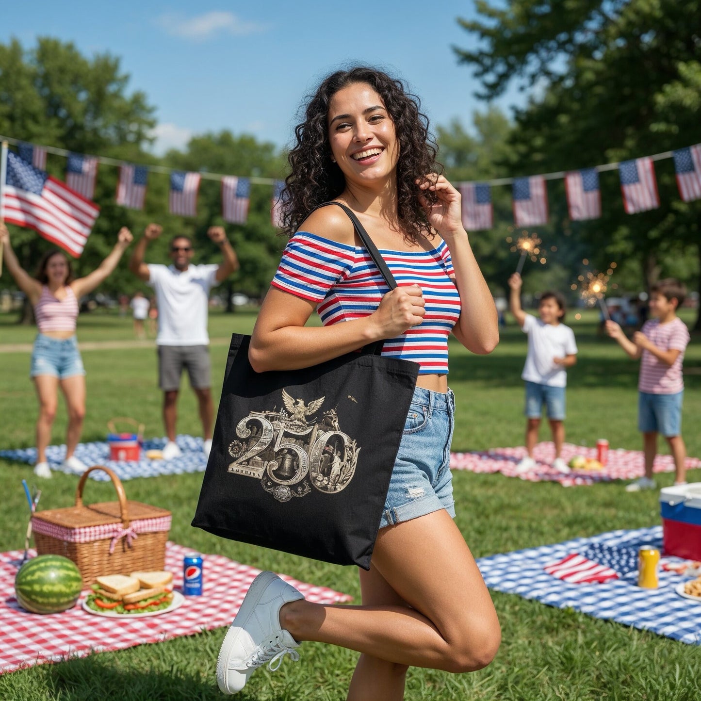 America 250th Anniversary Canvas Tote Bag - Commemorative Heritage Design