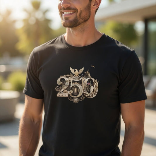 America 250th Anniversary Crew T-Shirt, Premium Fitted Shirt