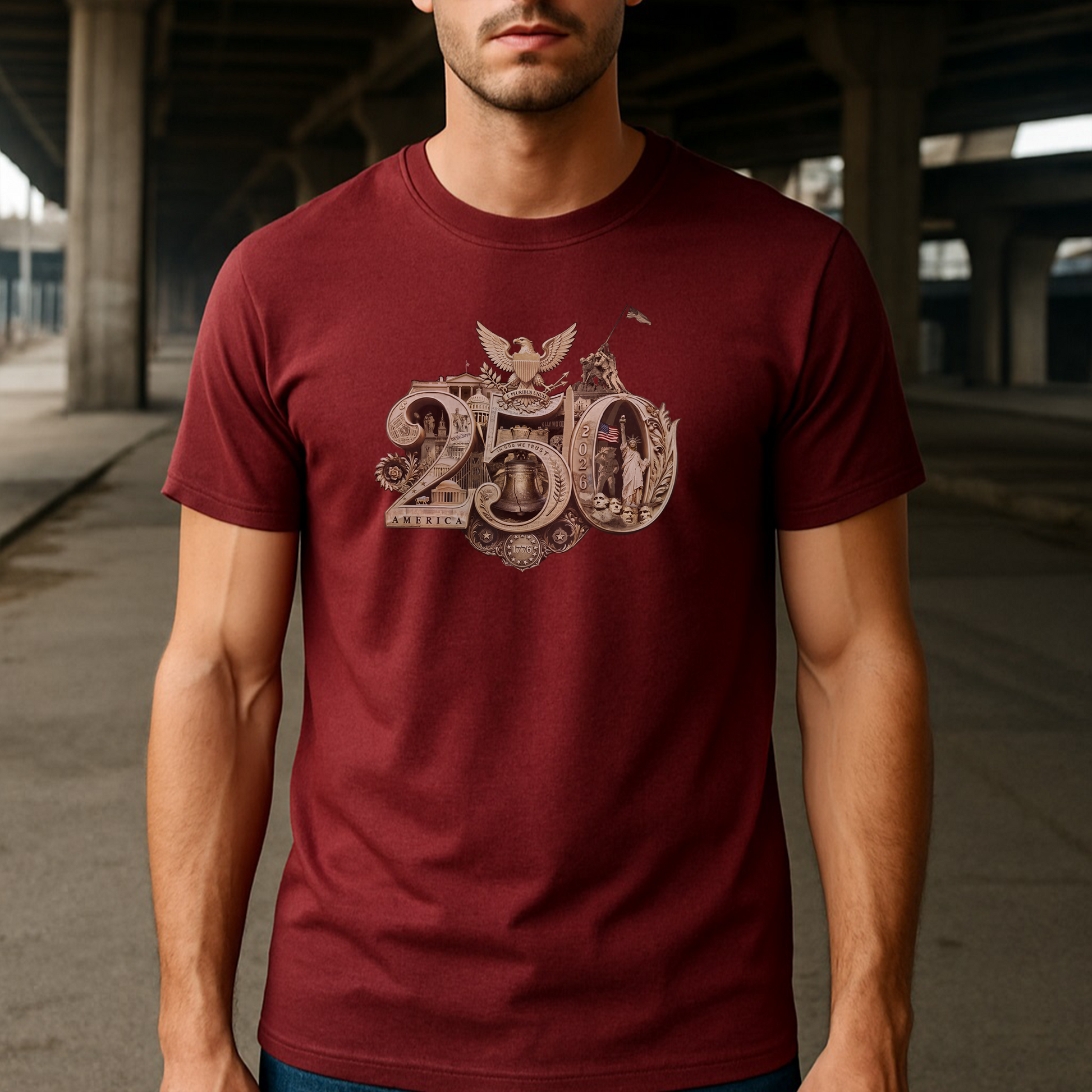 Red America 250th T-Shirt featuring the 250th Seal™ commemorative design