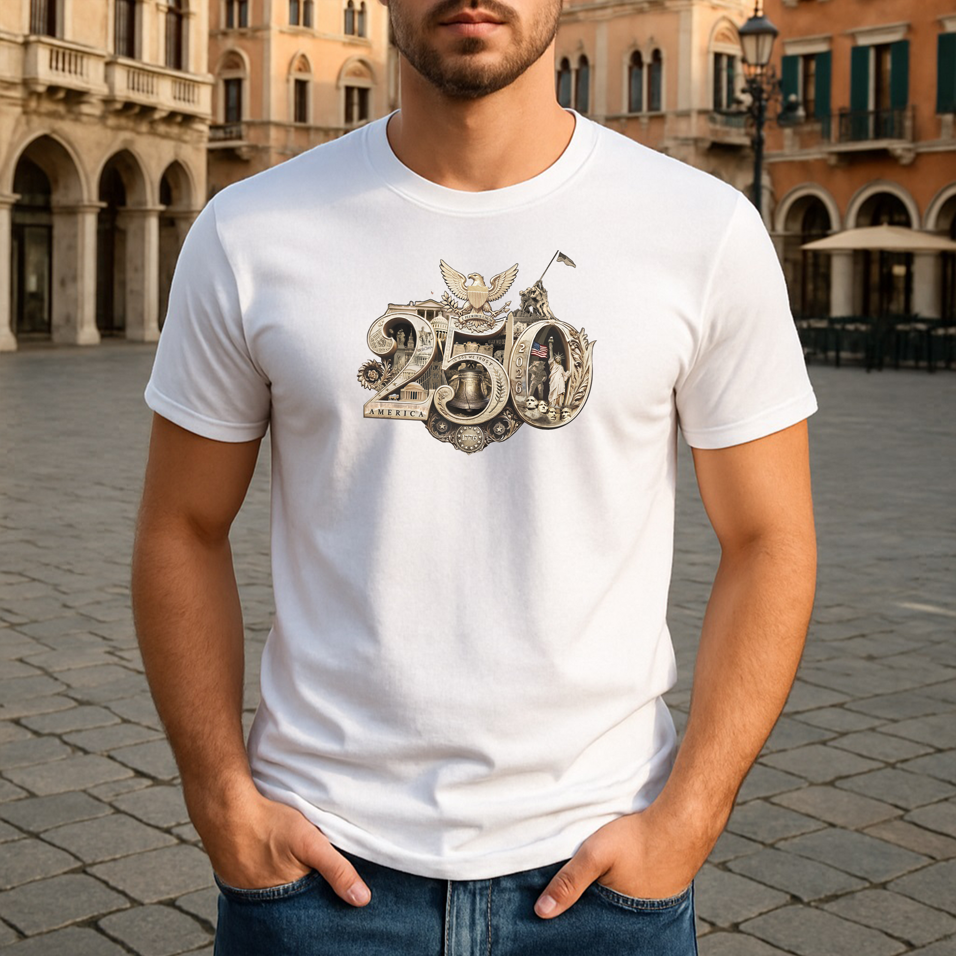 White America 250th T-Shirt featuring the 250th Seal™ commemorative design