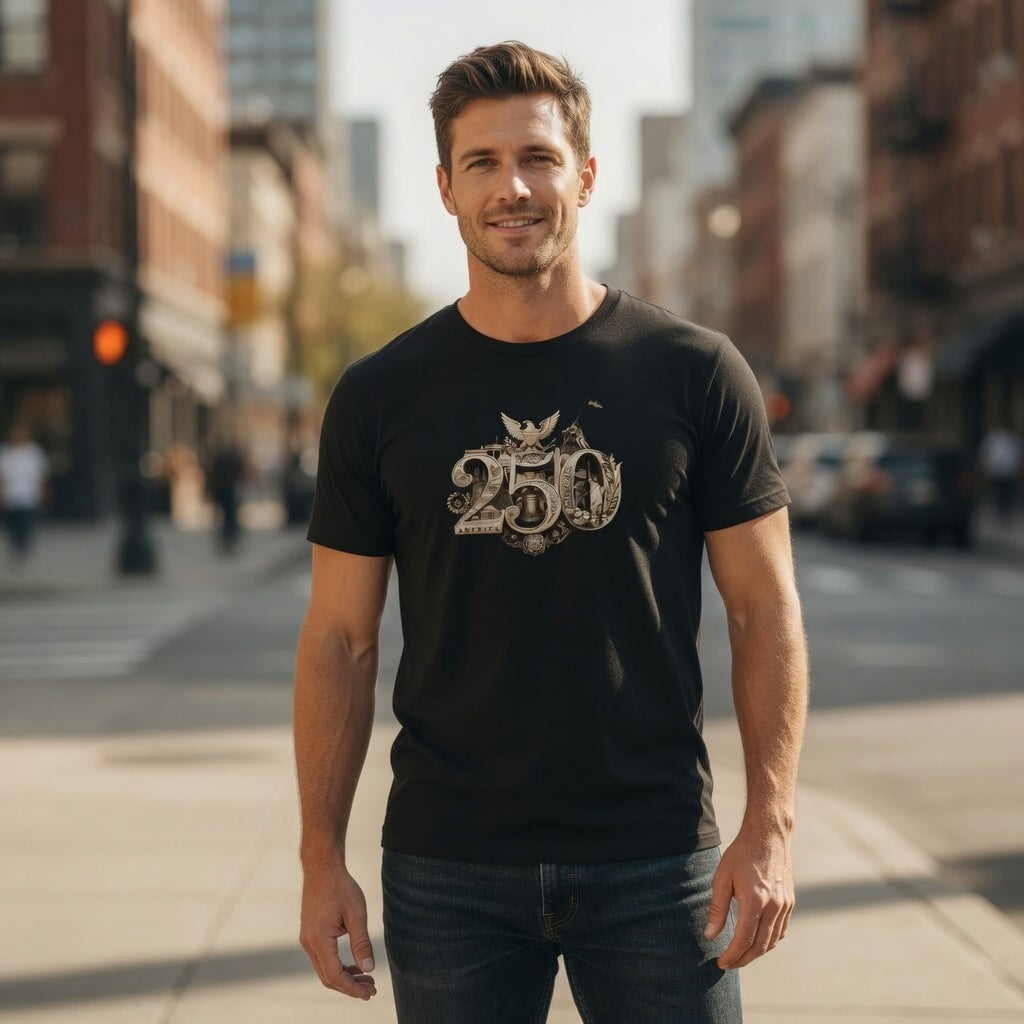 Black America 250th T-Shirt featuring the 250th Seal™ commemorative design