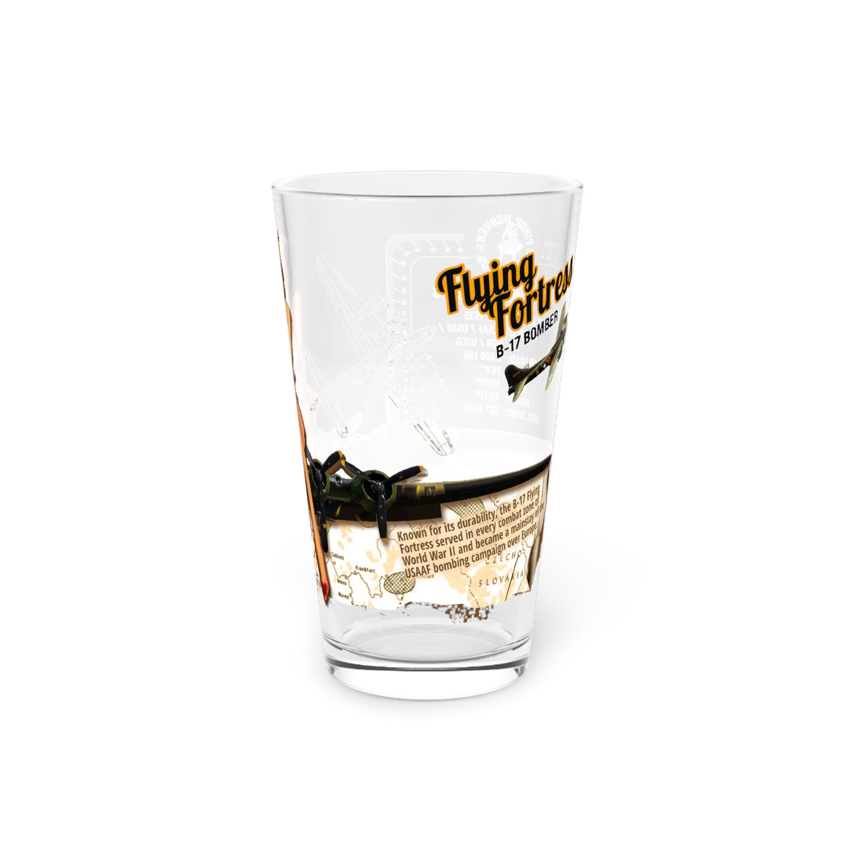 B-17 Flying Fortress WWII Pint Glass