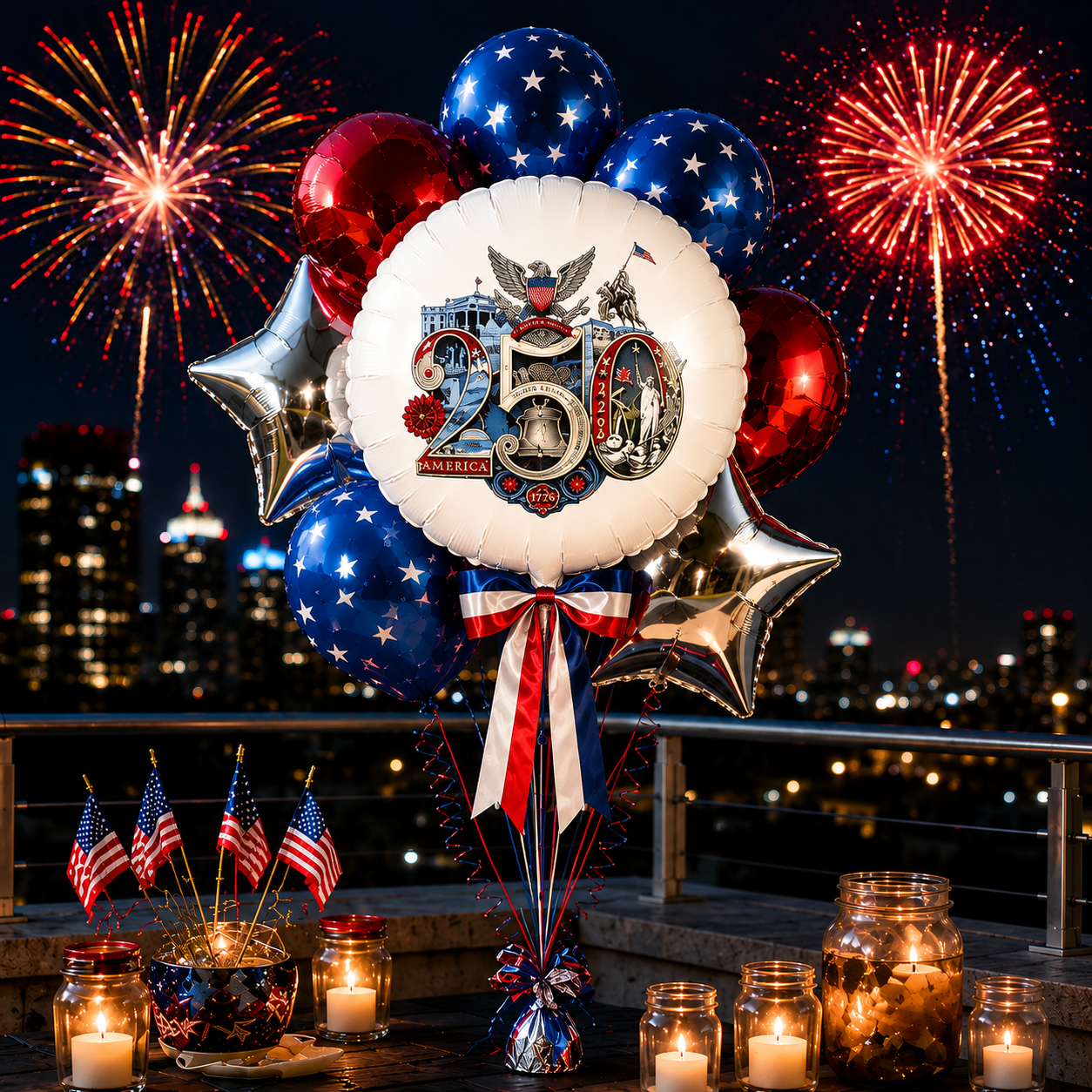 America 250th Balloon featuring the Silver 250th Seal™ commemorative design
