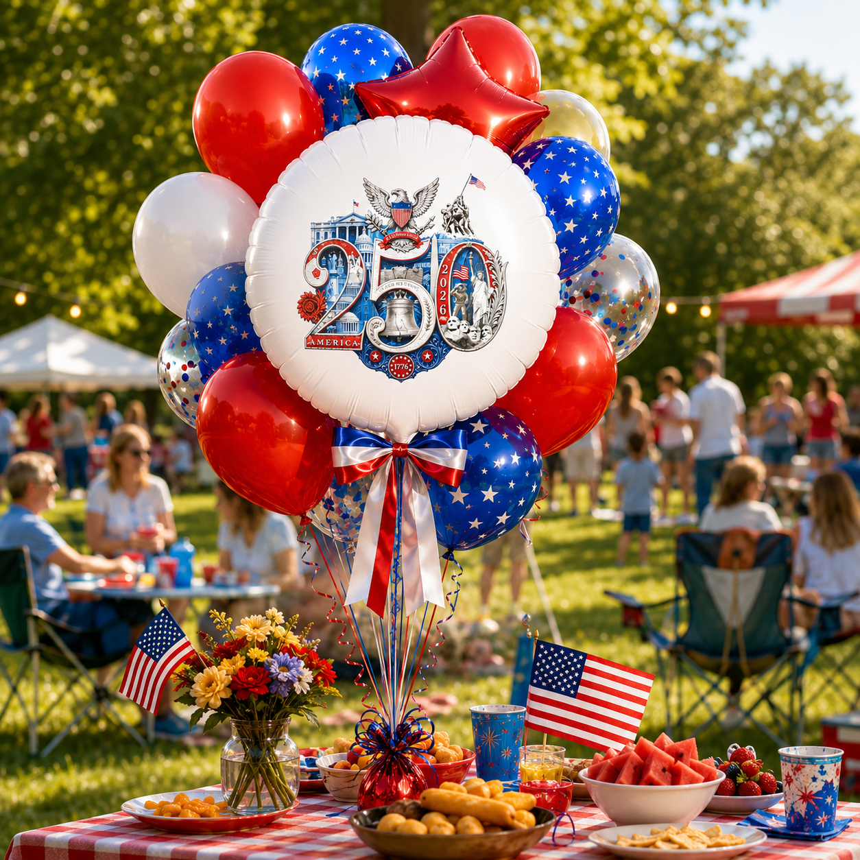 America 250th Balloon featuring the Silver 250th Seal™ commemorative design