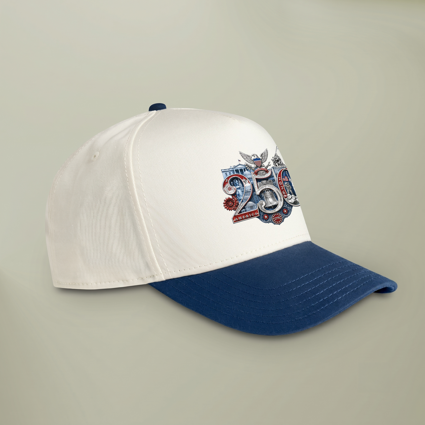 America 250th Anniversary Silver Seal Hat, Patriotic Two-Tone Snapback Cap, 250th Anniversary USA Semiquincentennial Baseball Cap