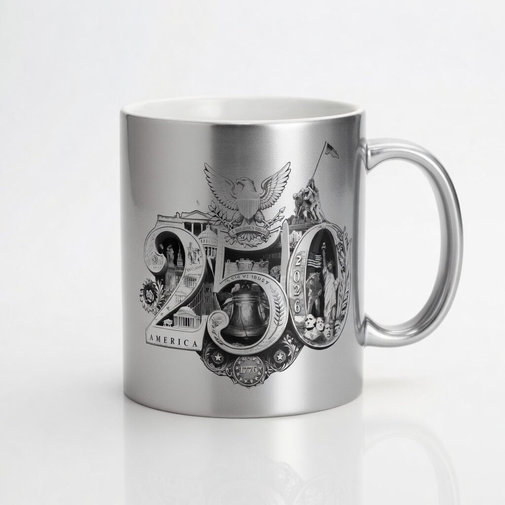 America 250th Anniversary Metallic Commemorative Mug - 11oz Ceramic, Gold, Silver