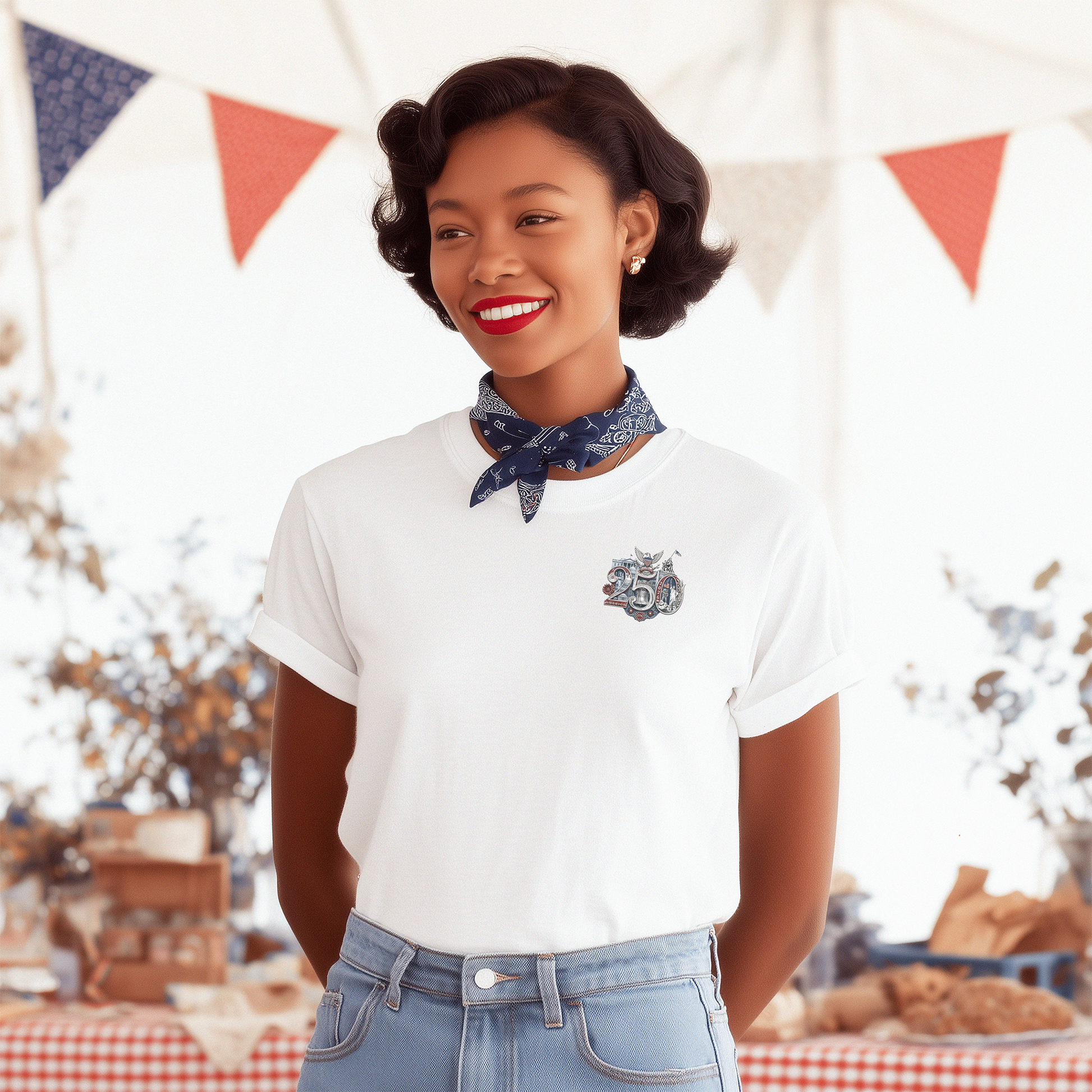 White America 250th T-Shirt — lifestyle shot featuring the 250th Seal™ design