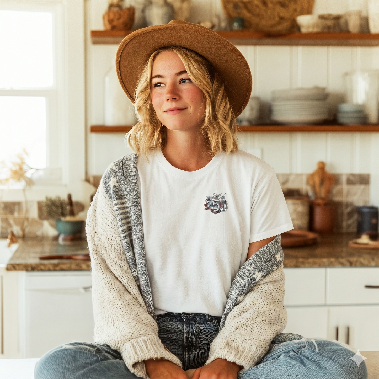 White America 250th T-Shirt — lifestyle shot featuring the 250th Seal™ design