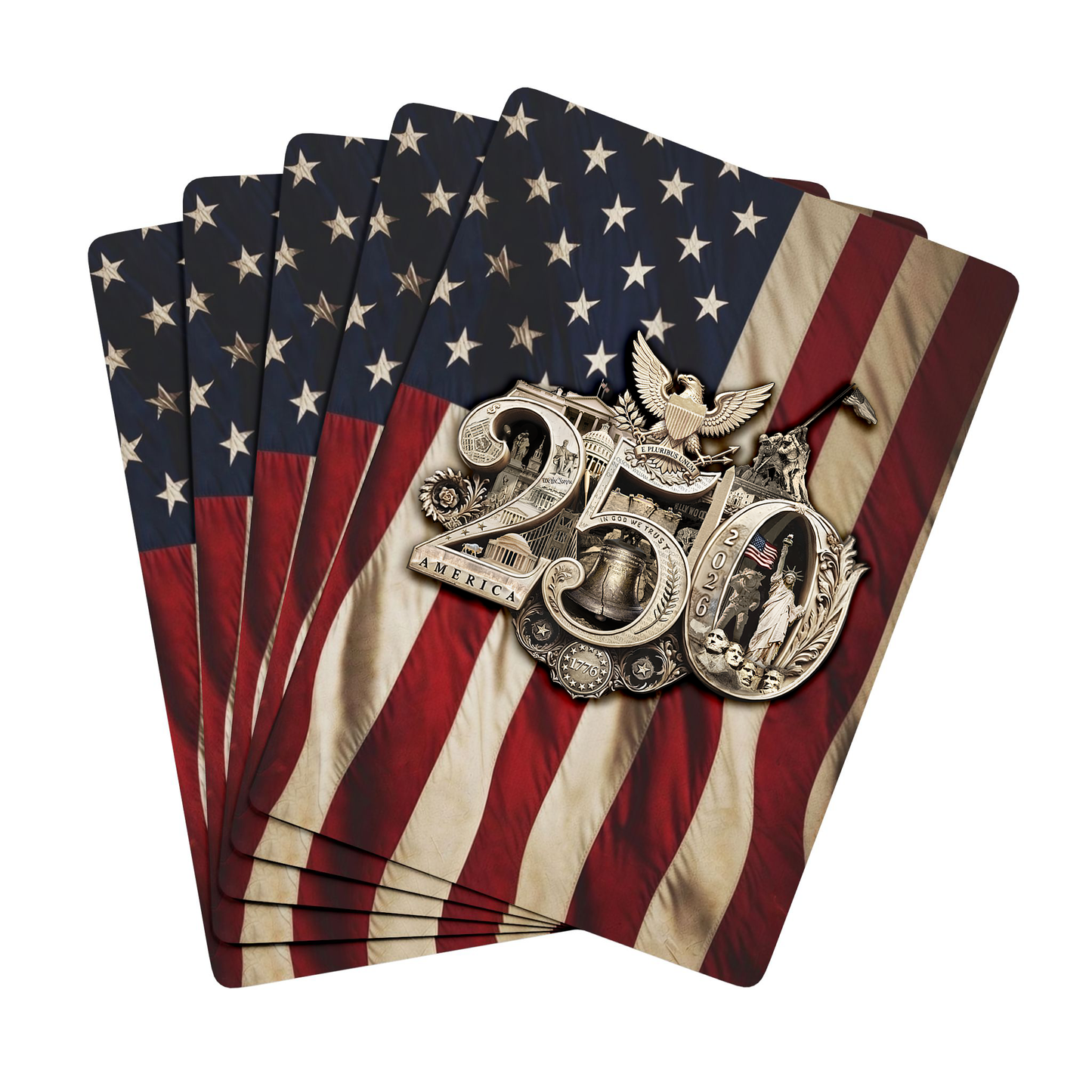 America 250th Anniversary Playing Cards – Stars & Stripes Edition | Patriotic Poker Deck Celebrating the USA 250th Anniversary with Clear Acrylic Display Case