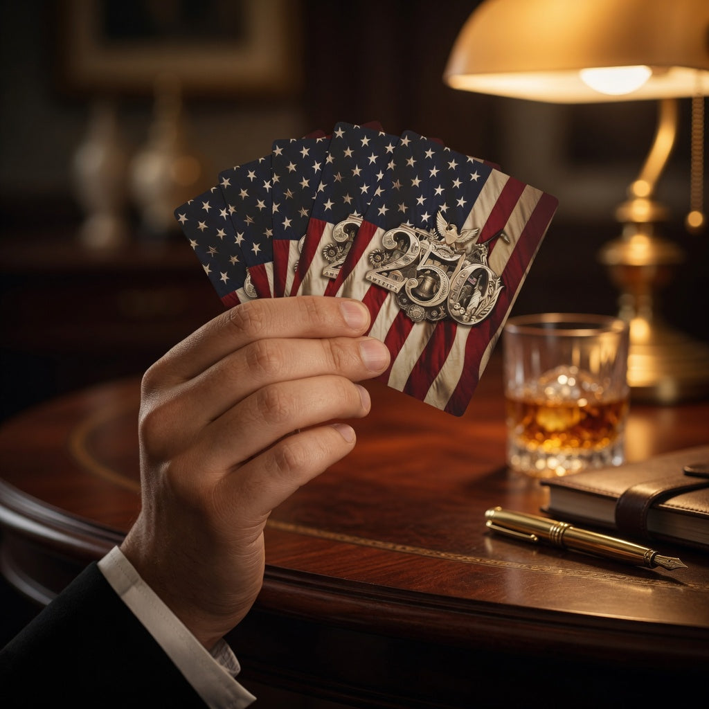 America 250th Anniversary Playing Cards – Stars & Stripes Edition | Patriotic Poker Deck Celebrating the USA 250th Anniversary with Clear Acrylic Display Case