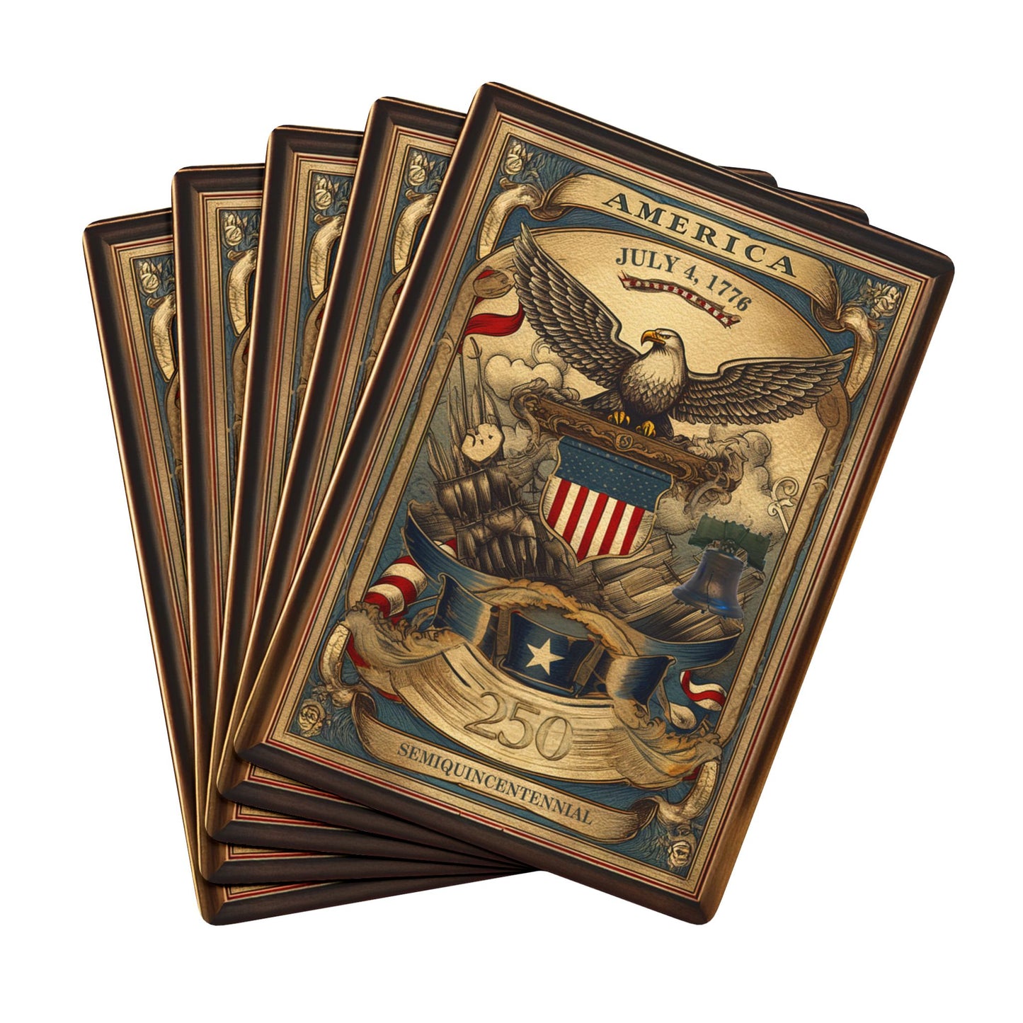 America 250th Anniversary Gold Eagle Playing Card Deck Bundle — 4-Pack