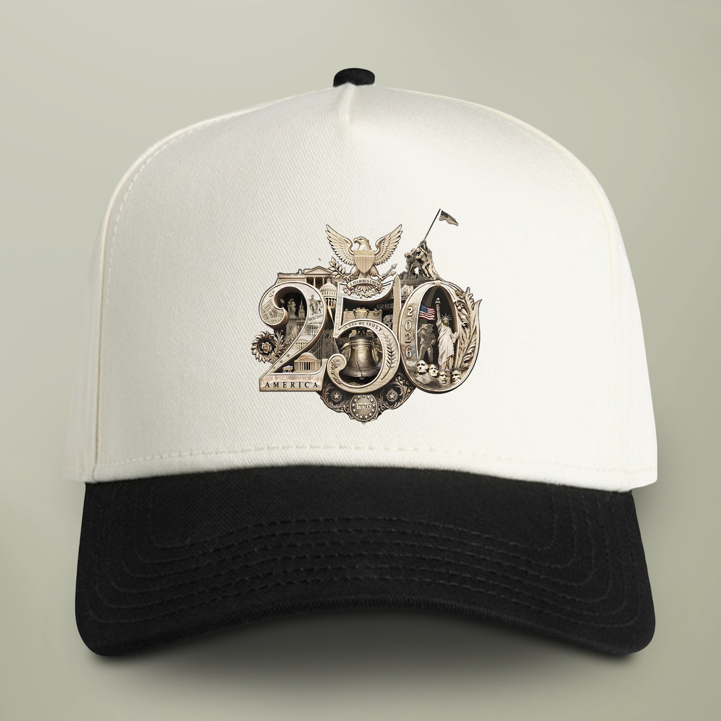 America 250th Anniversary Gold Seal Hat, Patriotic Two-Tone Snapback Cap, USA Semiquincentennial Baseball Cap