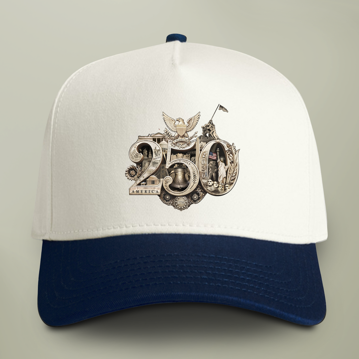 America 250th Anniversary Gold Seal Hat, Patriotic Two-Tone Snapback Cap, USA Semiquincentennial Baseball Cap