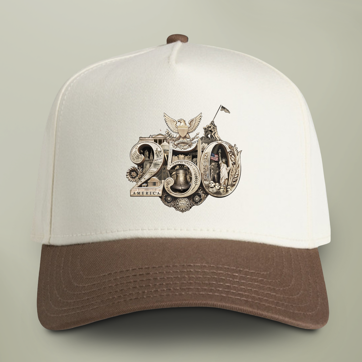America 250th Anniversary Gold Seal Hat, Patriotic Two-Tone Snapback Cap, USA Semiquincentennial Baseball Cap