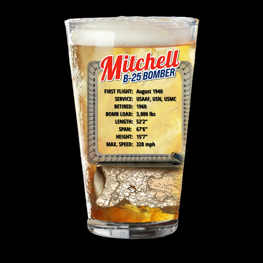 B25 Mitchell Bomber WWII Plane  - America 250th Anniversary Pint Glass, 16oz