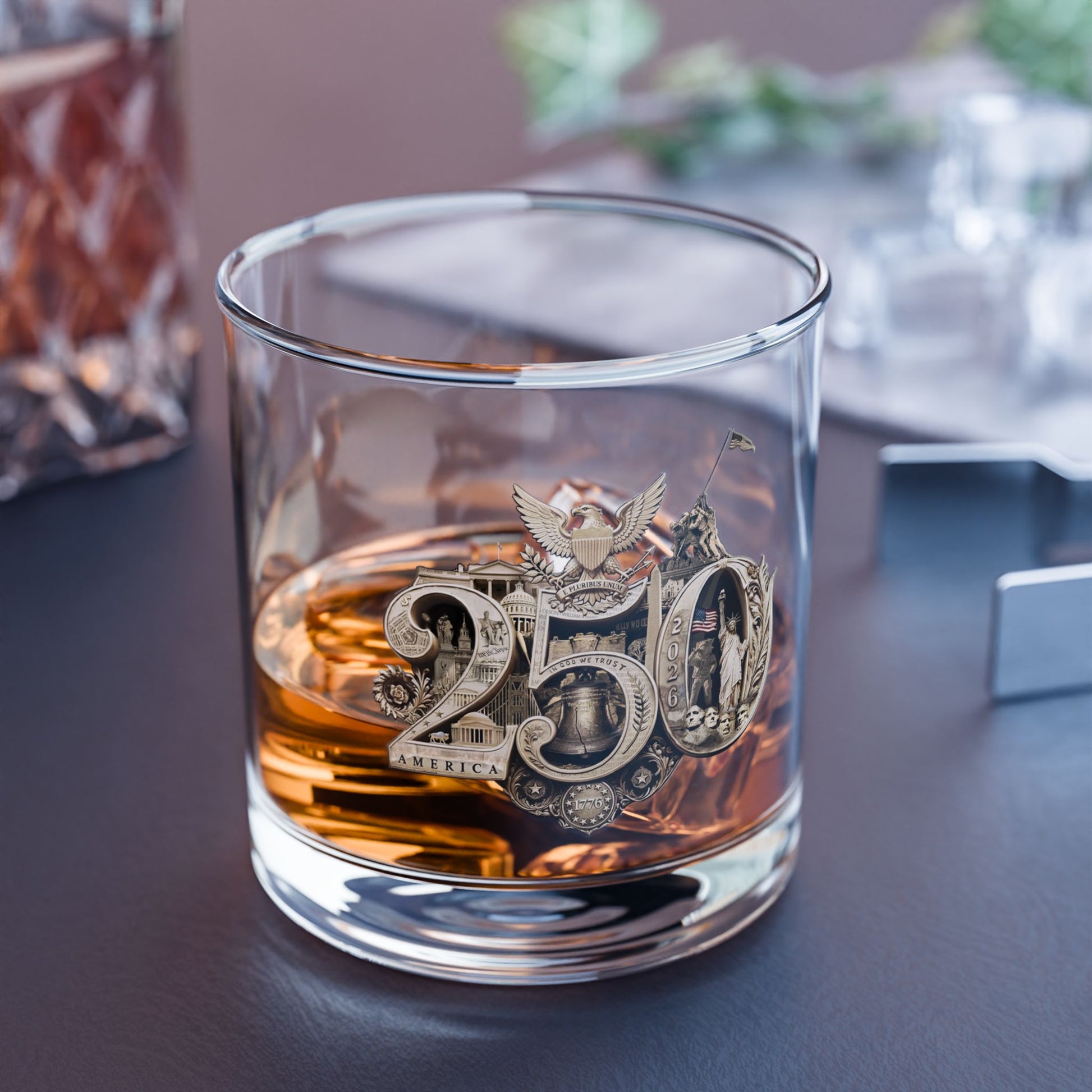 America 250th Whiskey Glass featuring the 250th Seal™ commemorative design
