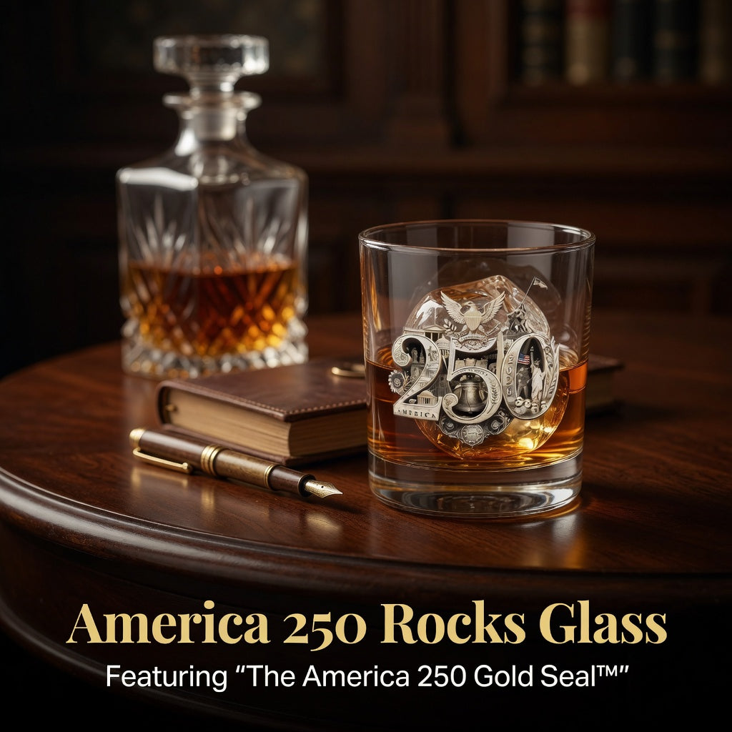 America 250th Whiskey Glass featuring the 250th Seal™ commemorative design