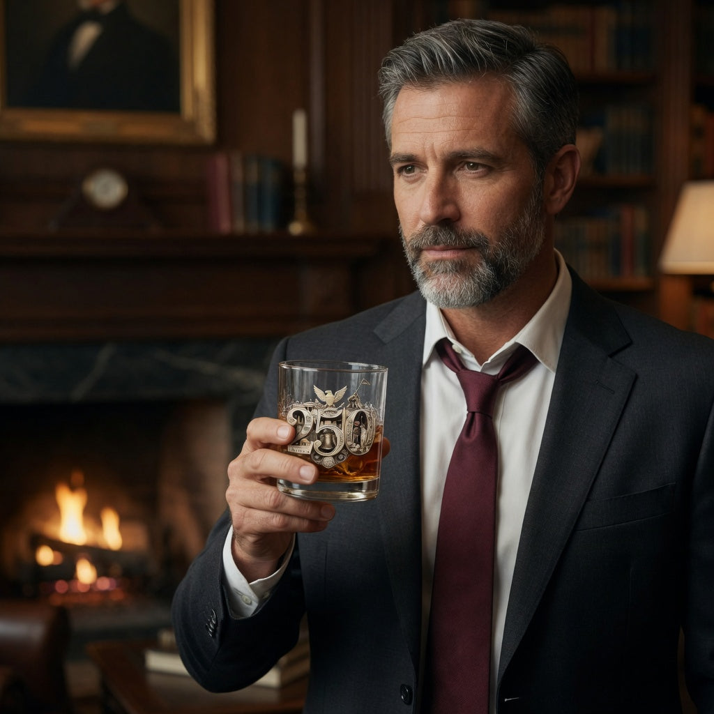 America 250th Whiskey Glass featuring the 250th Seal™ commemorative design