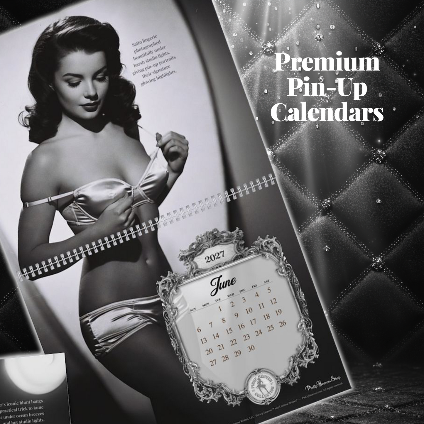 2027 Monochrome Bombshells Pin-Up Fashion Calendar - Vintage Wall Art