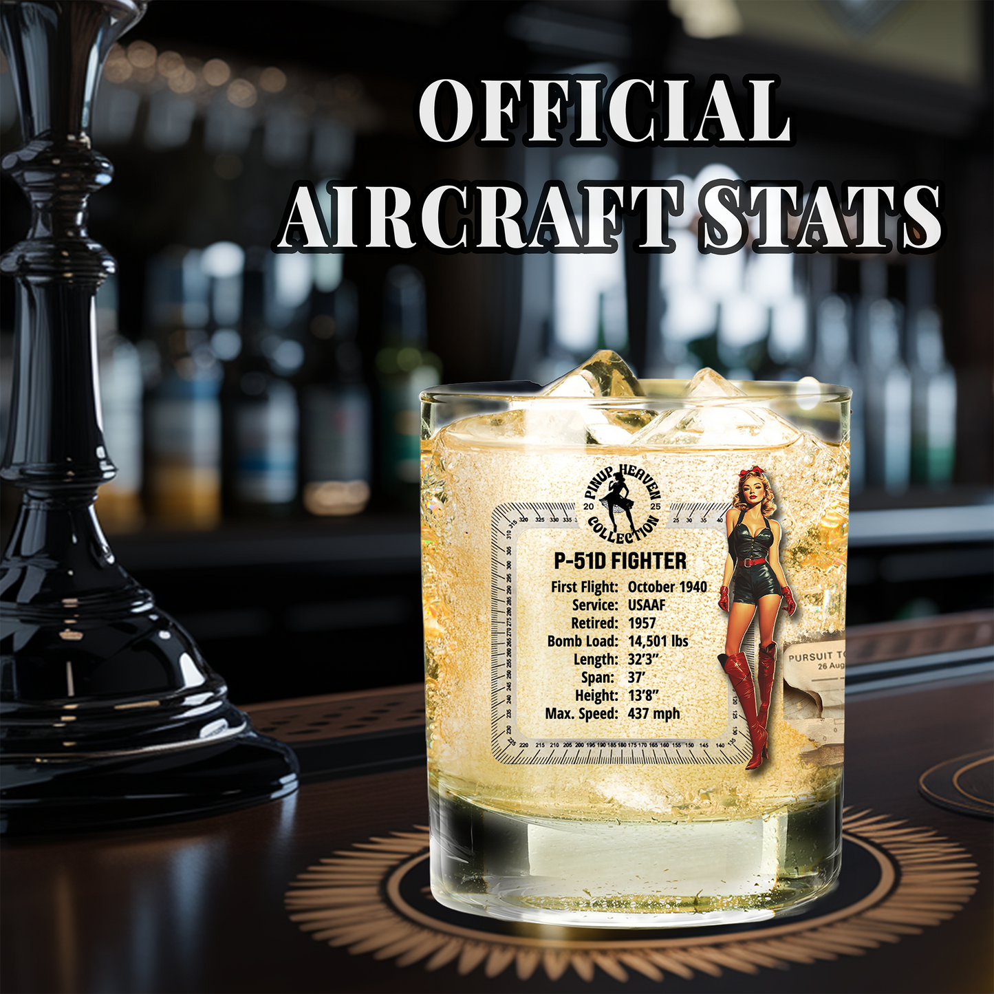 B-29 Superfortress WWII aviation whiskey glass