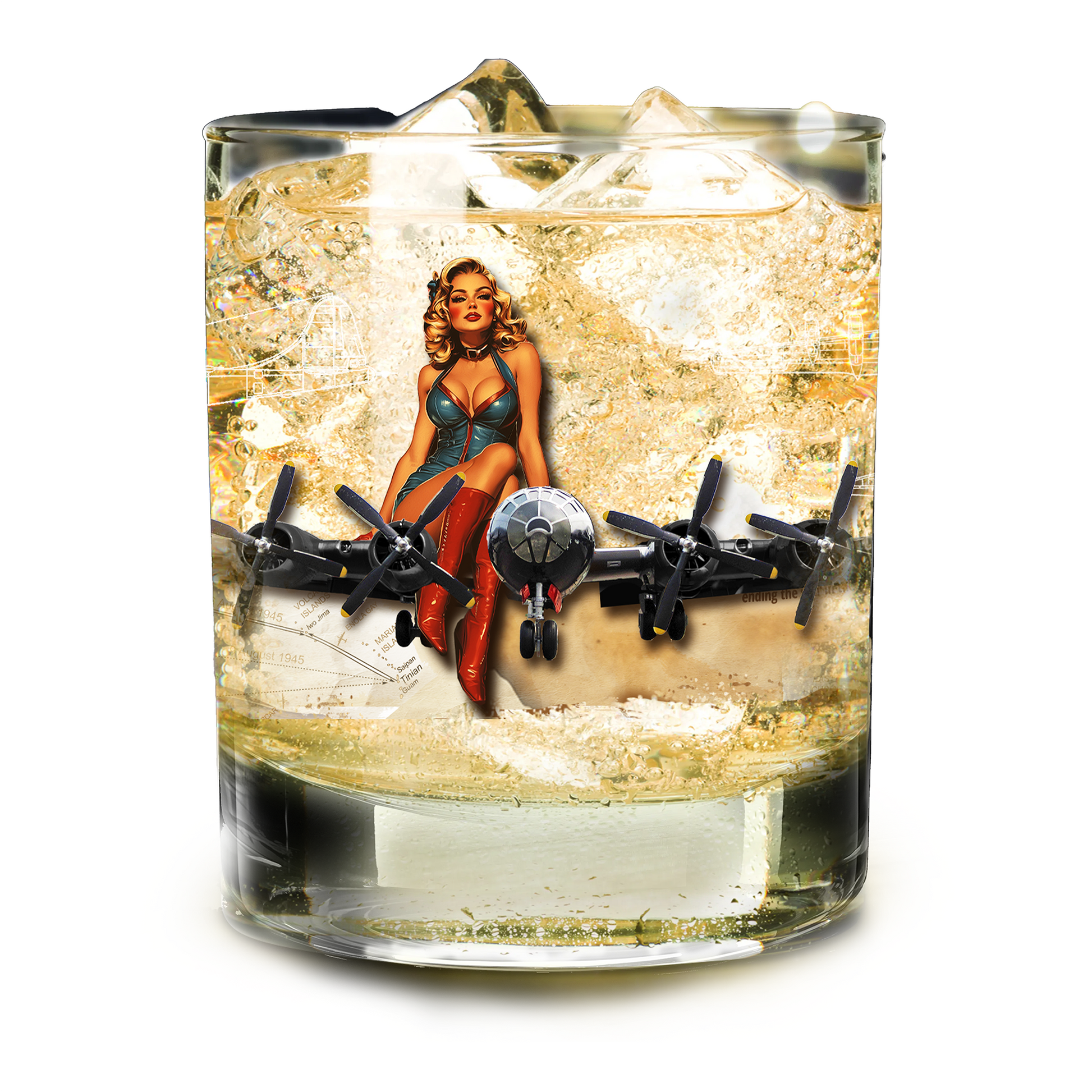 B-29 Superfortress WWII aviation whiskey glass