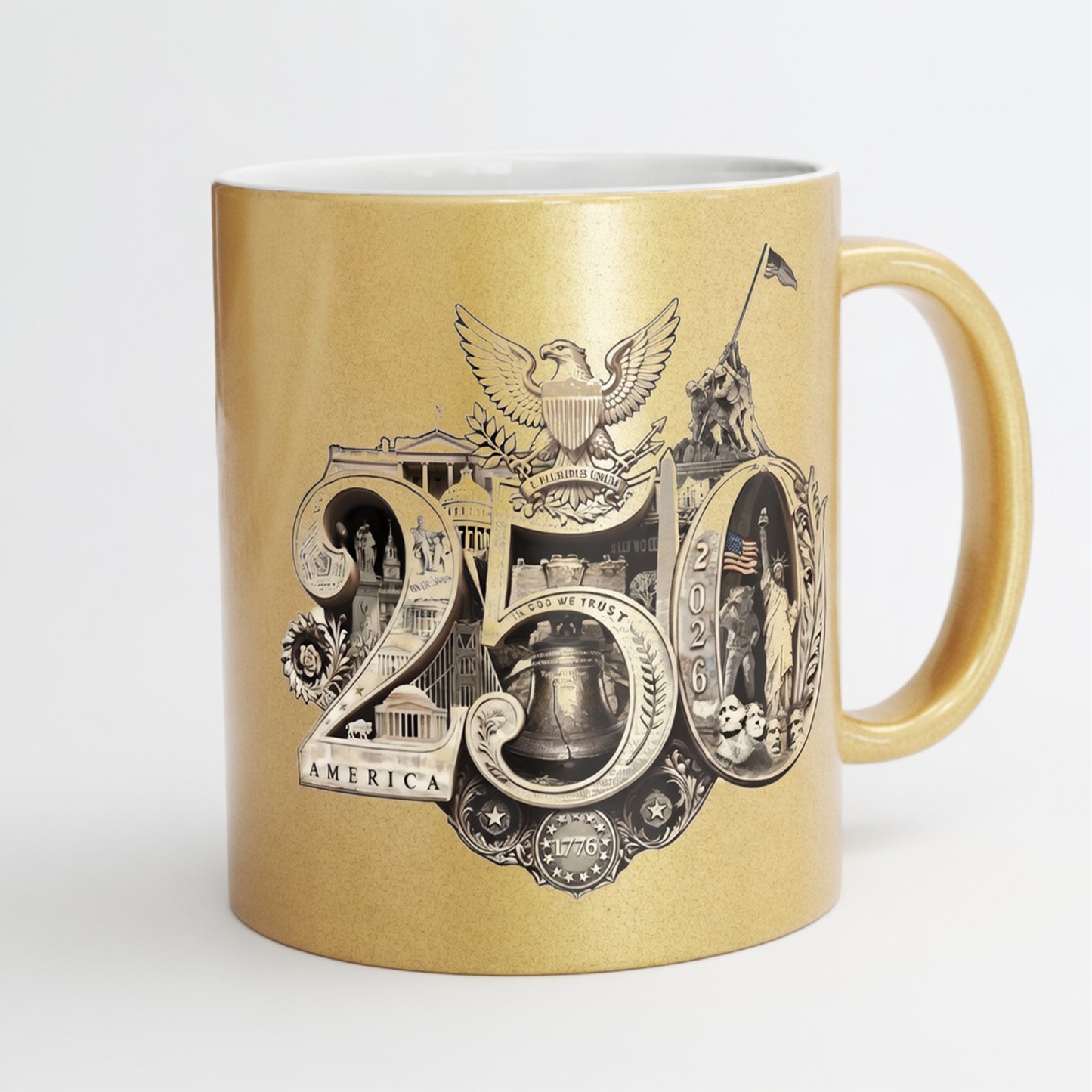 America 250th Anniversary Metallic Commemorative Mug - 11oz Ceramic, Gold, Silver