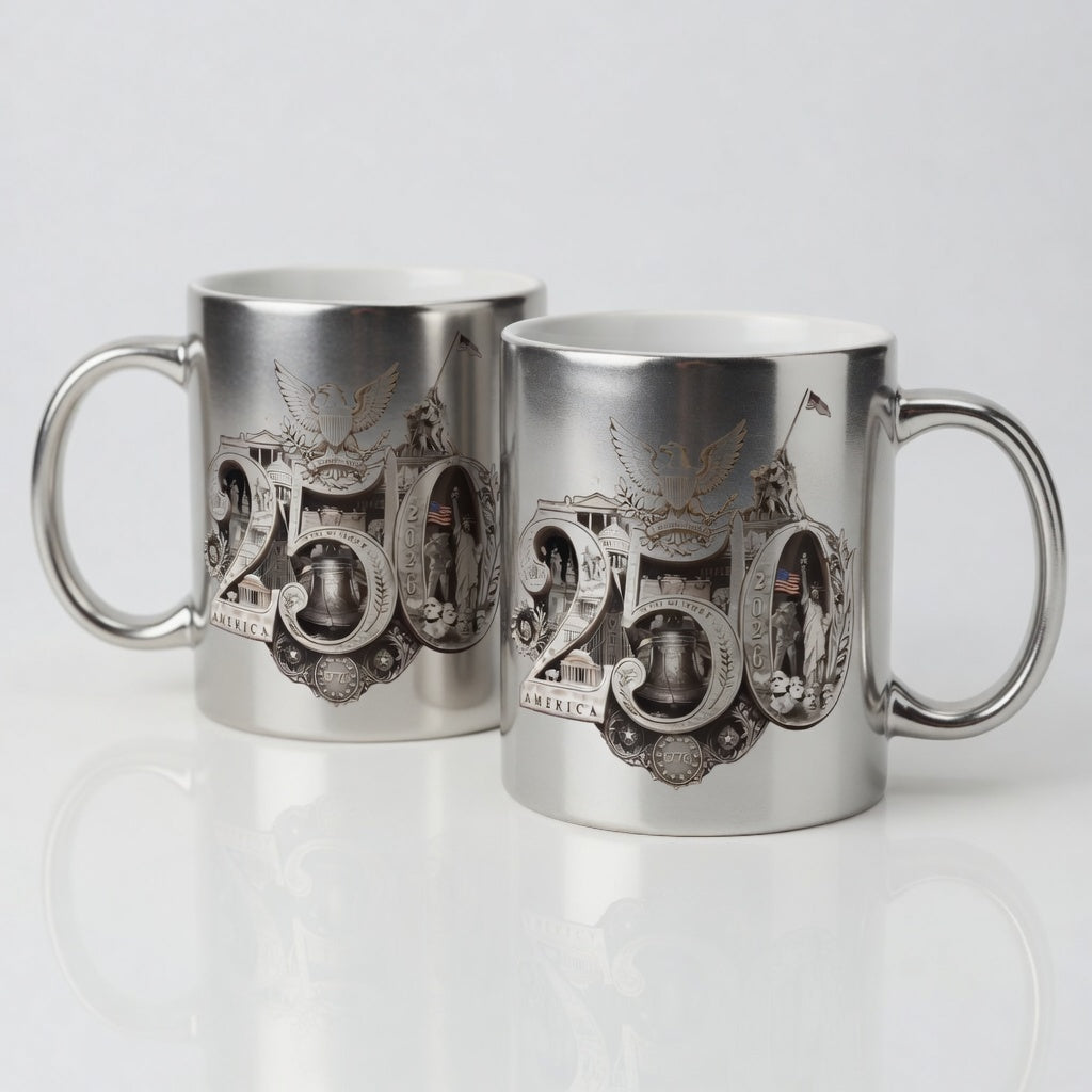 America 250th Anniversary Metallic Commemorative Mug - 11oz Ceramic, Gold, Silver