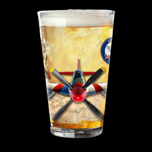 P51 Mustang Fighter WWII Plane  - America 250th Anniversary Pint Glass, 16oz